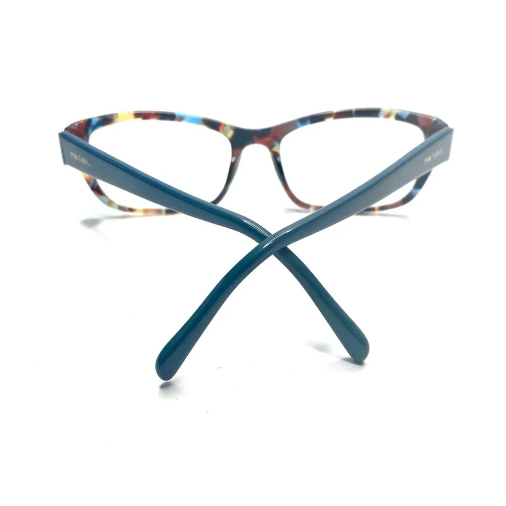 Prada Brown Blue Clear Tortoise Cat Eye Glasses Italy VPR180 NAG101 54 18 135